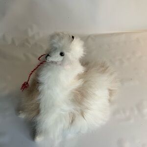 White Alpaca Plush Toy 100% Alpaca Wool Real Fur Peruvian Stuffed Animal Llama